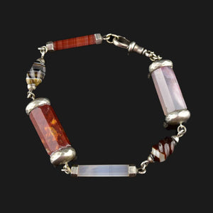 Antique Silver Scottish Agate Barrel Bracelet - Boylerpf