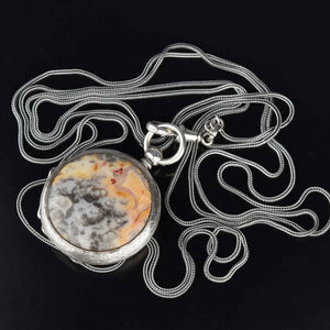 Victorian Agate Pocket Watch Locket w Guard Muff Chain - Boylerpf