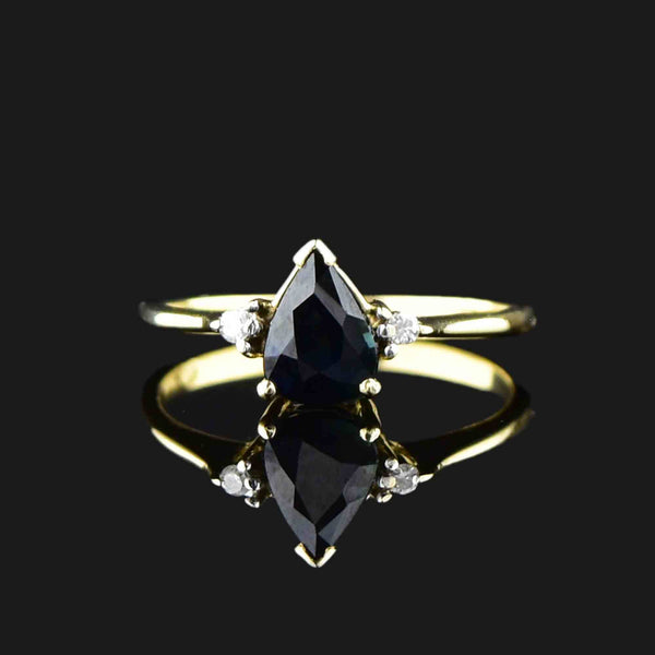 Vintage 10K Gold Diamond Sapphire Ring - Boylerpf