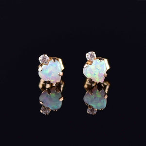 10K Gold Opal Heart Stud Earrings - Boylerpf