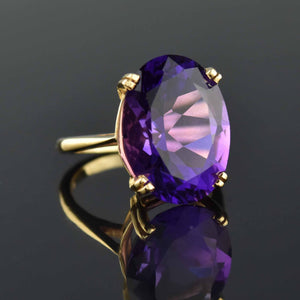 High Profile 14K Gold 9CTW Amethyst Ring - Boylerpf