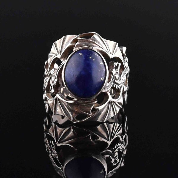 Lapis Lazuli Silver Dragon Statement Ring, Sz 8 - Boylerpf