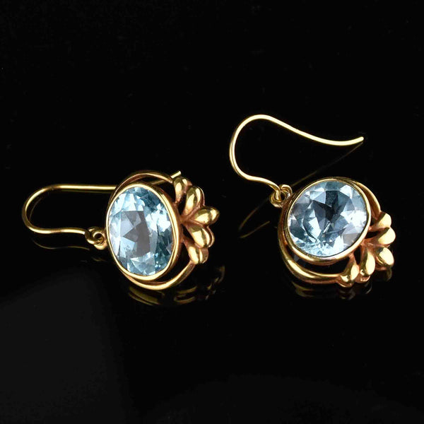 Vintage Victorian Style Gold Blue Topaz Earrings - Boylerpf