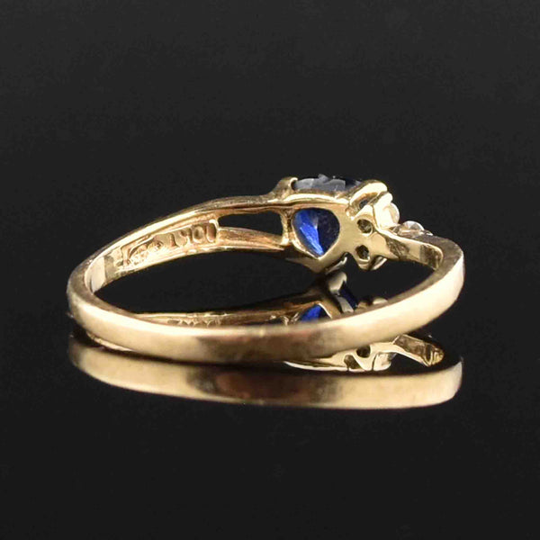 Vintage 10K Gold Sapphire Heart Engagement Ring - Boylerpf