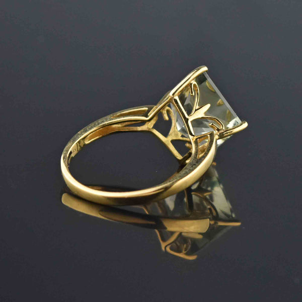 Vintage Princess Cut Green Amethyst Ring, Sz 8.5 - Boylerpf