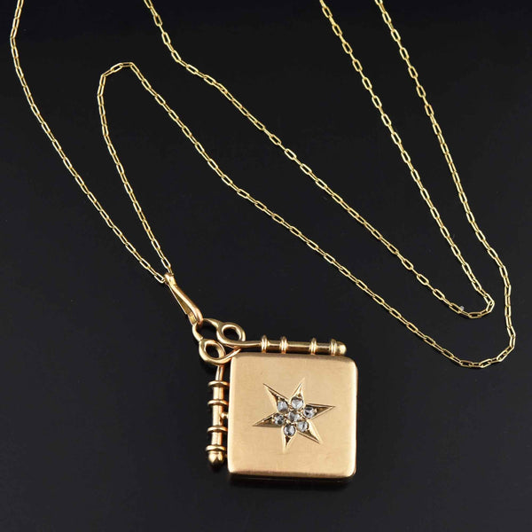 Antique Victorian 14K Gold Rose Cut Diamond Star Locket - Boylerpf