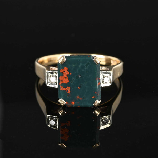 Vintage Gold Diamond Bloodstone Ring - Boylerpf