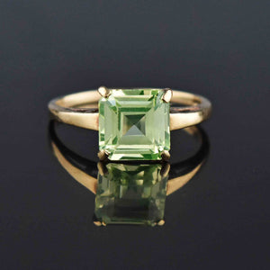 Vintage Art Deco Green Spinel Ring in Gold, Sz 7.25 - Boylerpf