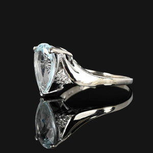 Vintage Pear Cut Aquamarine Diamond Cocktail Ring - Boylerpf