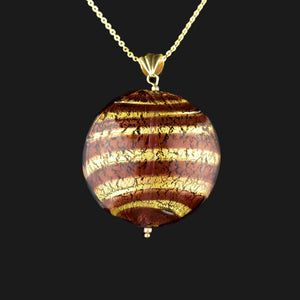 Vintage Gold Murano Glass Pendant Necklace - Boylerpf