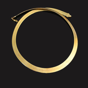 Solid 10K Gold Graduated Herringbone Chain Necklace - Boylerpf