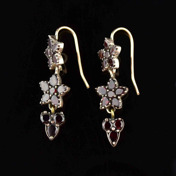 Antique Rolled Gold Garnet Star Earrings - Boylerpf