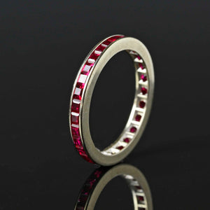 Vintage Ruby Eternity Band Ring in 14K White Gold - Boylerpf