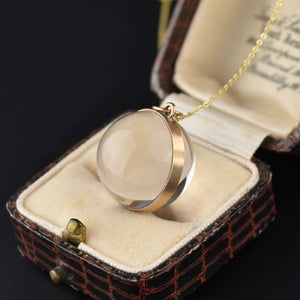 Art Deco 9K Rose Gold Pools of Light Rock Crystal Pendant - Boylerpf