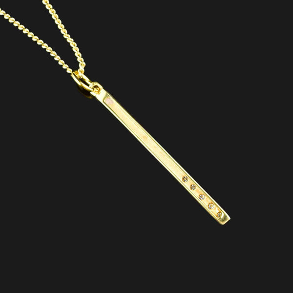 14K Gold Bar Diamond Pendant Necklace - Boylerpf