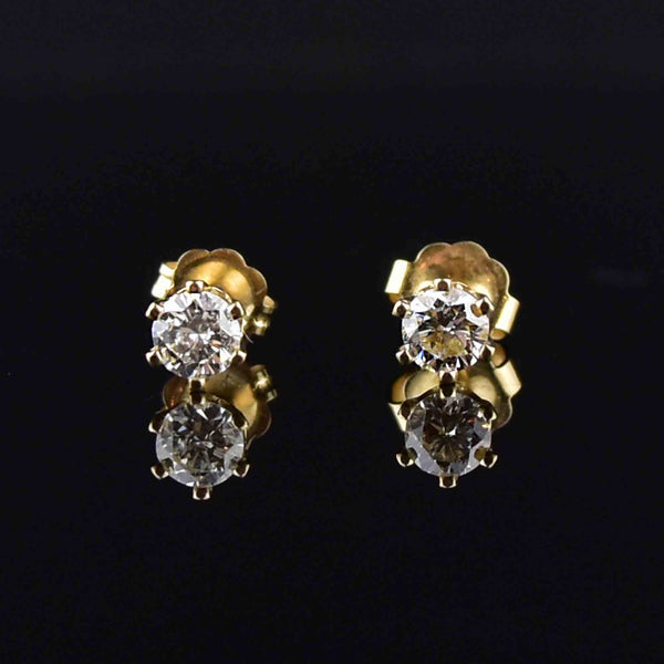 Vintage 14K Gold Diamond Stud Earrings - Boylerpf