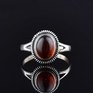 Vintage Amber Braided Silver Statement Ring - Boylerpf