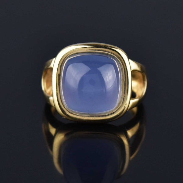 Vintage Sugarloaf Cabochon Chalcedony Ring in Gold - Boylerpf