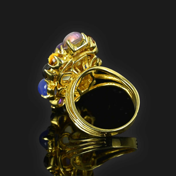 Huge 14K Gold Multi Gemstone Cabochon Ring - Boylerpf