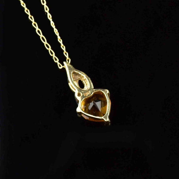 Vintage 10K Citrine Heart Pendant Necklace - Boylerpf