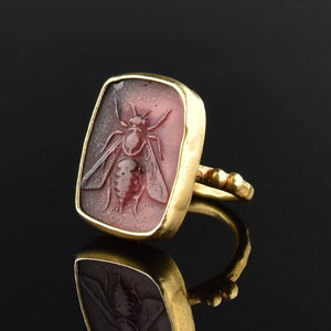 Victorian Style Venetian Glass Intaglio Insect Ring - Boylerpf