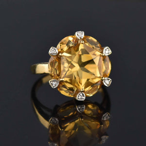 Diamond Hexagon Citrine Ring in 10K Gold - Boylerpf