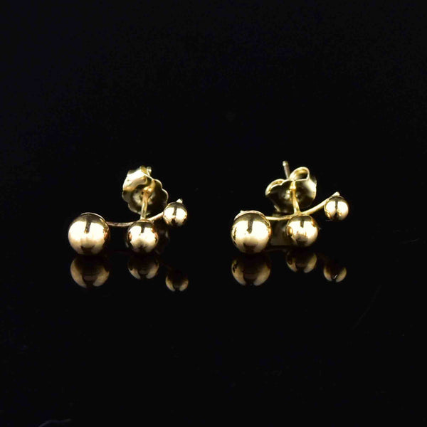 Vintage Three Ball 14K Gold Stud Earrings - Boylerpf