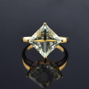 Vintage Princess Cut Green Amethyst Ring, Sz 8.5 - Boylerpf