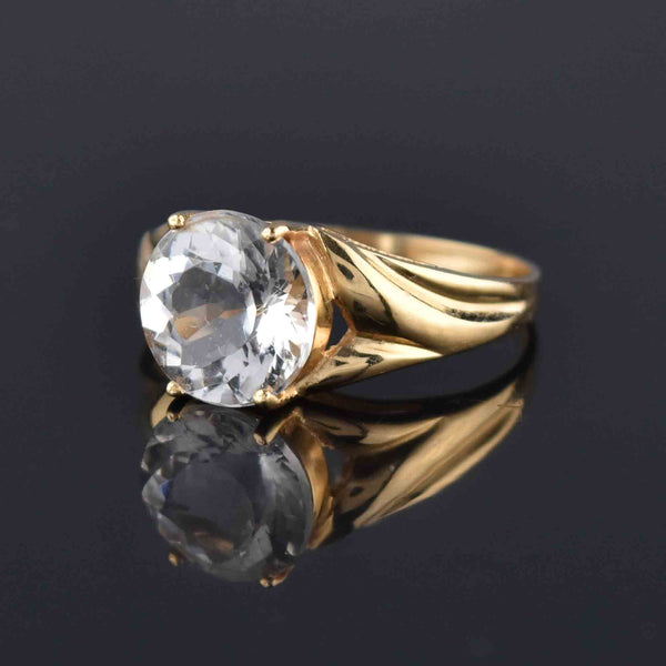 Vintage 14K Gold Solitaire Aquamarine Ring, Sz 9 - Boylerpf