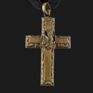 Victorian Carved Gutta Percha Cross Pendant - Boylerpf