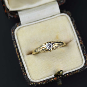 Fine Gold Edwardian Style Diamond Solitaire Ring - Boylerpf