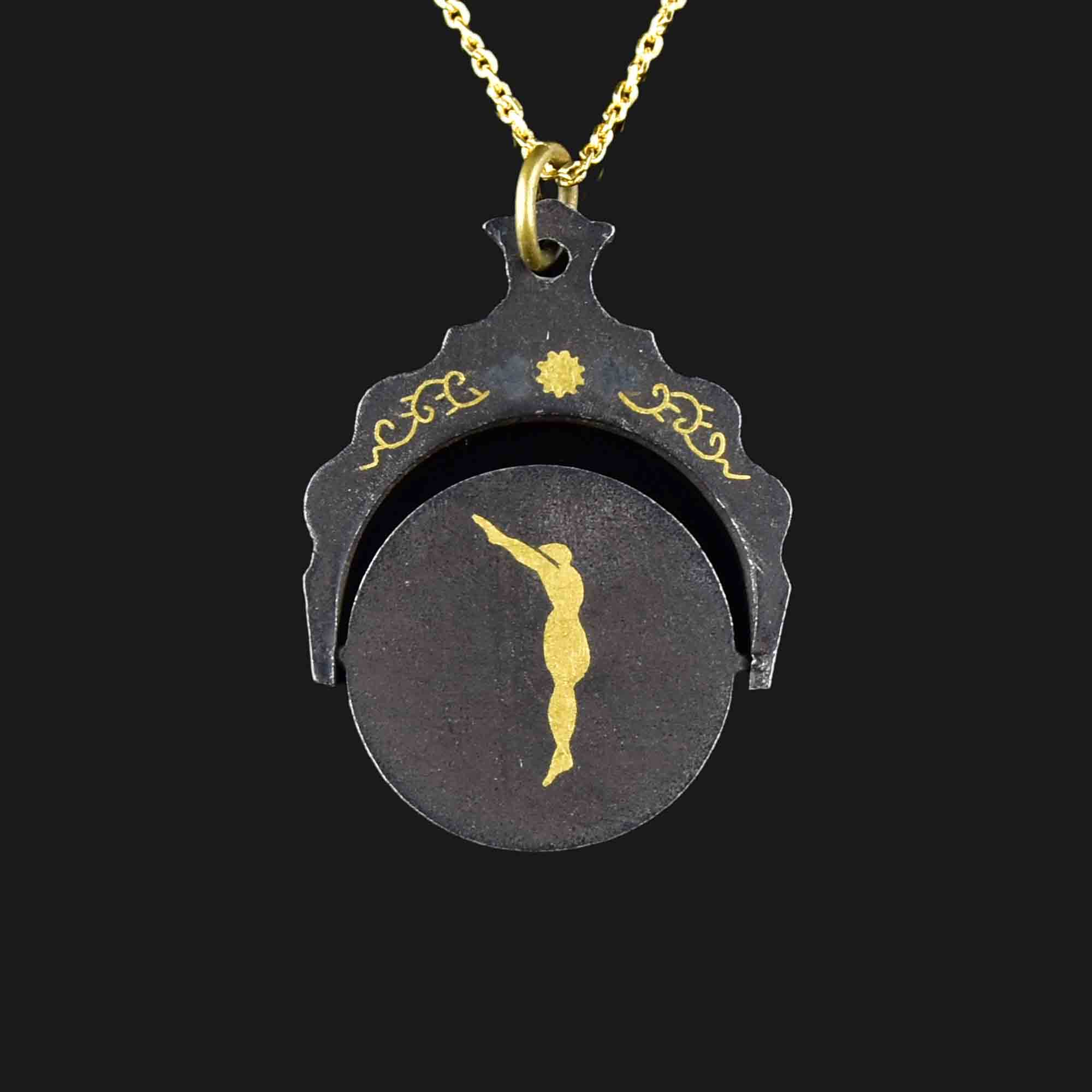 Victorian Gold Inlay Spinner Fob Necklace – Boylerpf - Main Image