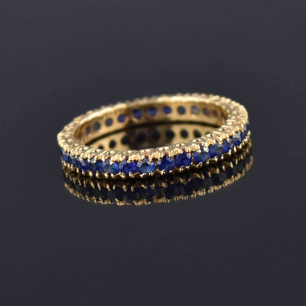 Vintage 14K Gold Sapphire Full Eternity Ring, Sz 7.5 - Boylerpf