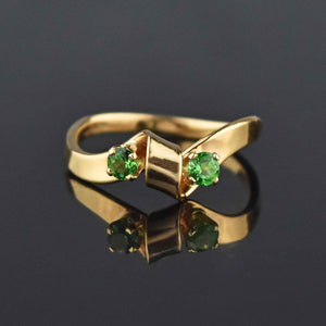 Retro 14K Gold Tsavorite Green Garnet Ring - Boylerpf