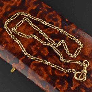 Antique 14K Gold Fancy Link Necklace Pocket Watch Chain - Boylerpf