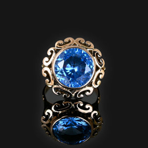 Heavy 14K Gold 9 CTW Blue Spinel Ring - Boylerpf