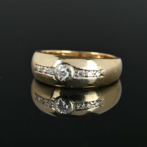 Heavy 14K Gold Wide Diamond Band Ring - Boylerpf