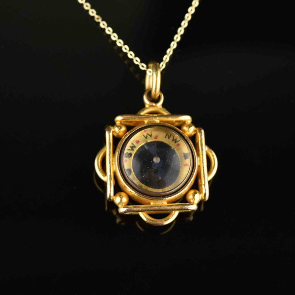 Antique Working Compass Watch Fob Charm Necklace - Boylerpf