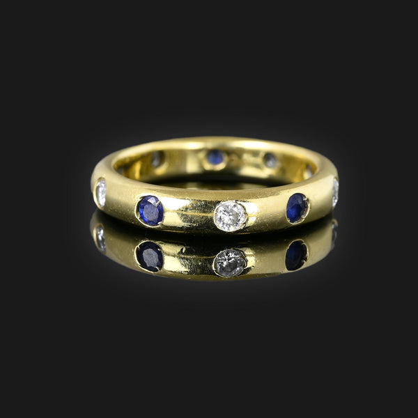 Diamond Sapphire Full Eternity Band Ring in 14K Gold - Boylerpf
