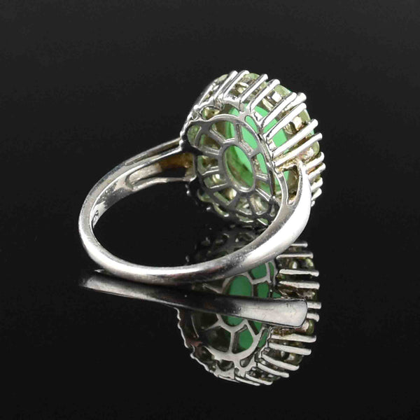 Vintage Jade Cabochon Peridot Halo Ring - Boylerpf