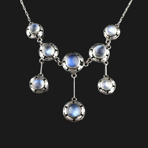 Vintage Arts and Crafts Silver Moonstone Necklace - Boylerpf