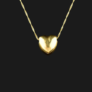 Vintage Solid 14K Gold Puffy Heart Charm Necklace - Boylerpf