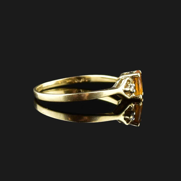 Vintage 10K Gold Diamond Heart Citrine Ring - Boylerpf