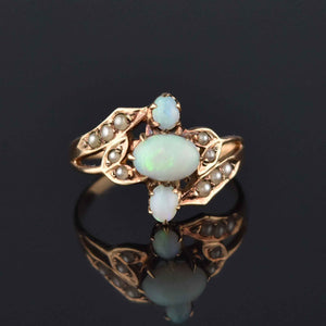 Antique Victorian Opal Seed Pearl Ring - Boylerpf