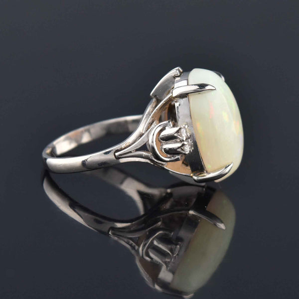 Estate Platinum Diamond 4.25 CTW Opal Ring - Boylerpf