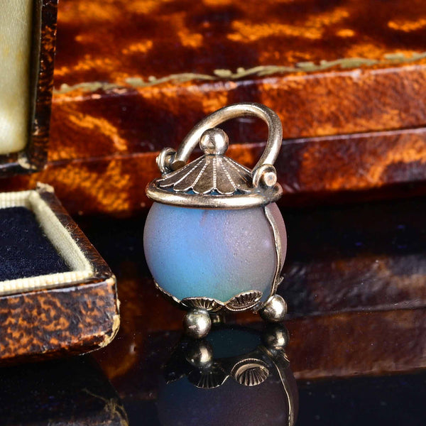 Antique Saphiret Glass Kettle Charm Pendant - Boylerpf