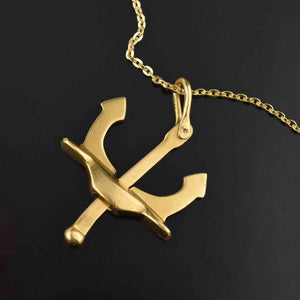 Large 18K Gold Victorian Anchor Pendant Moveable Charm - Boylerpf