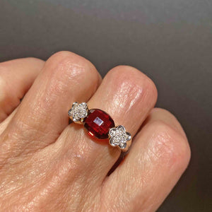 Estate 14K Gold Diamond Checkerboard Garnet Ring - Boylerpf