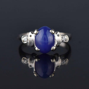 Vintage Diamond Star Sapphire Ring in 14K White Gold - Boylerpf