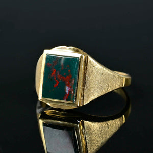 Vintage Bloodstone Signet Ring in 10K Gold - Boylerpf